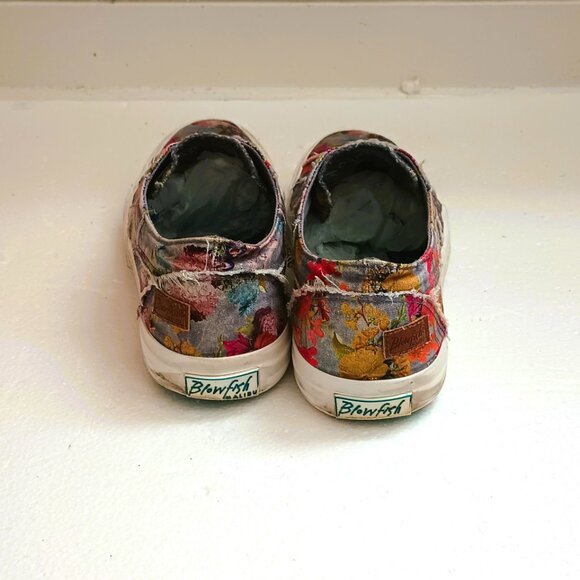 Blowfish Marley Floral Patchwork Sneaker 8 Distressed Canvas Slip On Shoes - Picture 4 of 7